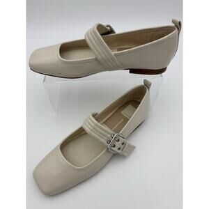 Dolce Vita Arora Cream Mary Jane Flats Size 8.5 Square Toe Buckle Rivets Unworn